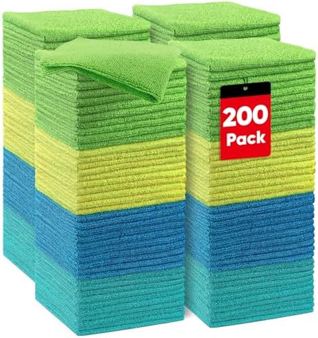 HOMEXCEL Microfiber Cleaning Cloth 200 PK, Towels for Cars, Shop Rags by HOMEXCEL