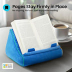 Gifts for Readers & Writers Tablet & Book Stand, Soft Reading Pillow, Book Holder with Pockets for Storage, Suitable for eReader/iPad/Kindle or Galaxy Devices, Book Couch Blue - Image 4
