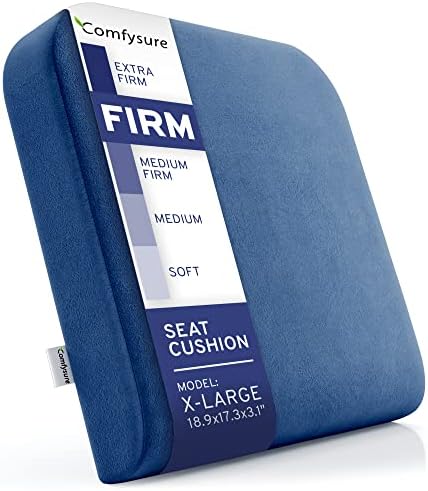 ComfySure Extra Large Wheelchair Seat Cushion - Firm Memory Foam Chair Pad for Wheelchair, Recliner, Office, Car & Bariatric Overweight Users 19”x17”x3” by COMFYSURE