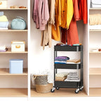 Simple Houseware 3-Tier Utility Cart, Low 24" Height Fits Under Desk, Black - Image 7