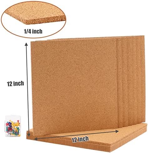 SUNGIFT Cork Board 12"x12" -12 Pack Square Decorative Cork Tiles 1/4" Thick - Image 2