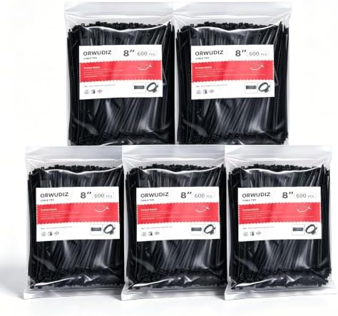 Cable Zip Ties, 8 Inch Black 3000 Pcs by Unknown