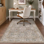 JTJ 5x6 Office Rug for Rolling Chairs, Vintage Botanical Chair Mat by JTJ