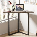 VECELO Corner Desk,Office Tables for Living Room for Small Space Triangle Computer Desk with Steel Frame Corner Shelves with Metal Frame Writing Desk for Workstation Classic Grey 31.1" by VECELO