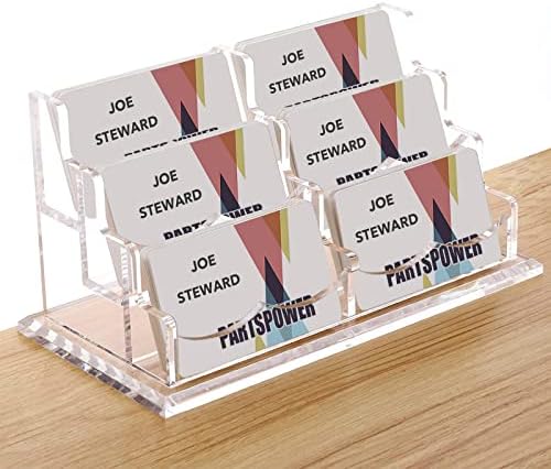 Acrylic Business Card Holder for Desk, Horizontal Clear Business Name Card Display Stand, Desk Accessory Business Name Card Organizer (Horizontal, 6-Slot) by OfficeSupply