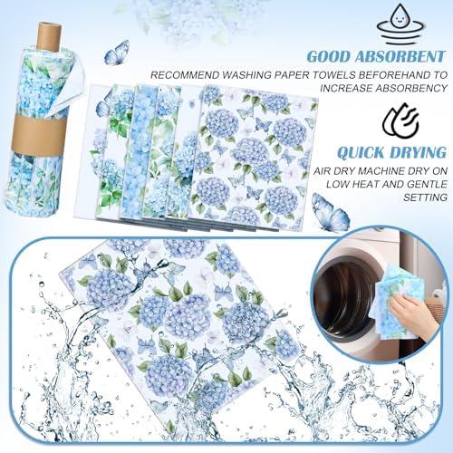 36 Pack Reusable Kitchen Cloths Cotton Towel, Hydrangea - Image 3