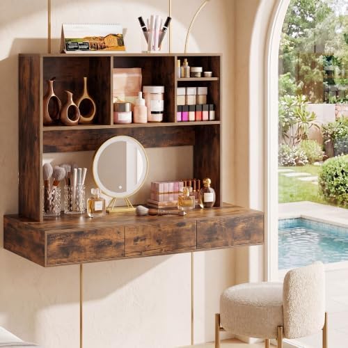 BECOMFORT Desk Hutch, Desk Organizer Shelf with 4 Storage Compartments, Wooden Display Rack, Desktop Bookshelf for Vanity Dressing Tabletop College Dorm Home & Office - Image 4