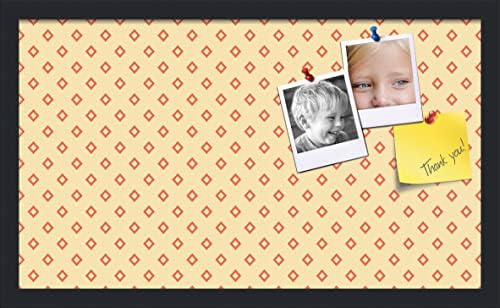 PinPix 24x14 inch Cork Bulletin Board. This Decorative Framed Pin Board Comes with Diamonds in Red and Yellow Design and Satin Black. Ideal for Home, Office Decor or School (PinPix-333) by PinPixBulletinBoards