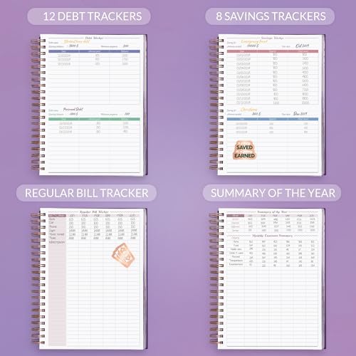 GoGirl Budget Planner & Monthly Bill Organizer with Pockets, Purple - Image 5