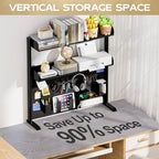 Adjustable Desktop Hutch Bookshelf with Pegboard, 38.9" Wide - Image 6