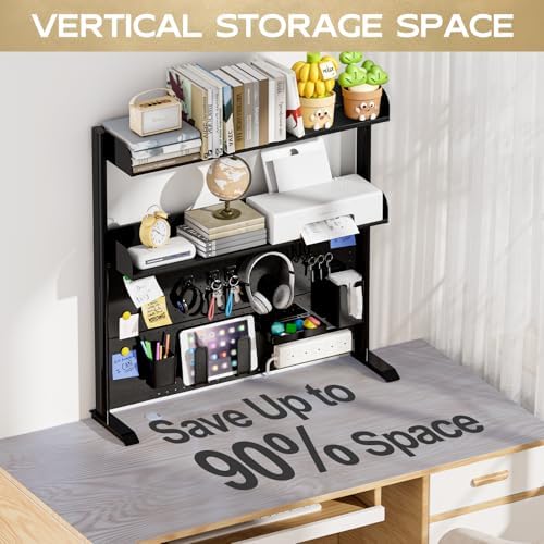 Adjustable Desktop Hutch Bookshelf with Pegboard, 38.9" Wide - Image 6