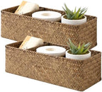 StorageWorks Toilet Paper Basket, 3-Section Toilet Tank Basket, Seagrass by StorageWorks