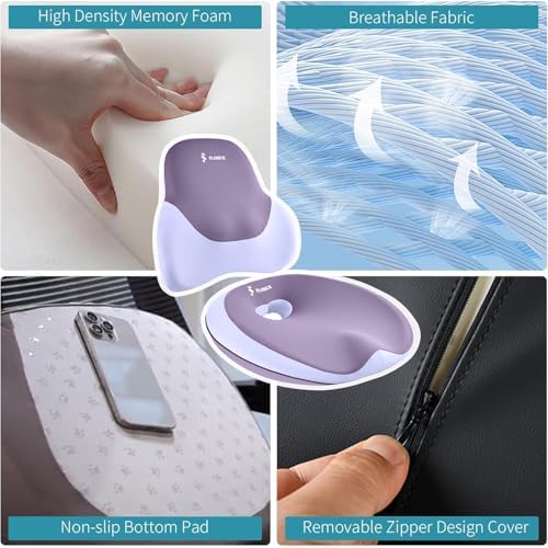 FLORICH Seat Cushion Lumbar Support Pillow for Office Chair, Car Lower Back Support, Ergonomic Desk Chair Pillow for Butt and Back Support of Memory Foam Seat Pad(Purple) - Image 3