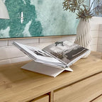 Large White Acrylic Book Stand, 12.5" x 9.5" x 5.5”, Acrylic Book Holder, Open Bookstand for Display and Reading Cookbooks, Art Books, Bibles, Magazines - Home and Office - Image 4