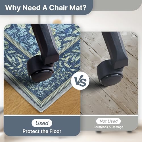 36"x60" Office Chair Mat for Hardwood Floor, Non-Slip Washable Dark Blue - Image 4