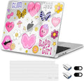 Case for MacBook Air 13.6 Inch M5 2026 M4 (2025) M3 (2024) & M2 (2022) - Coquette Aesthetic Clear Hard Shell Skin 6-in-1 Bundle with TPU Keyboard Cover, 2X USB-C Adapters, Y2K Pink Collage by Loyrina