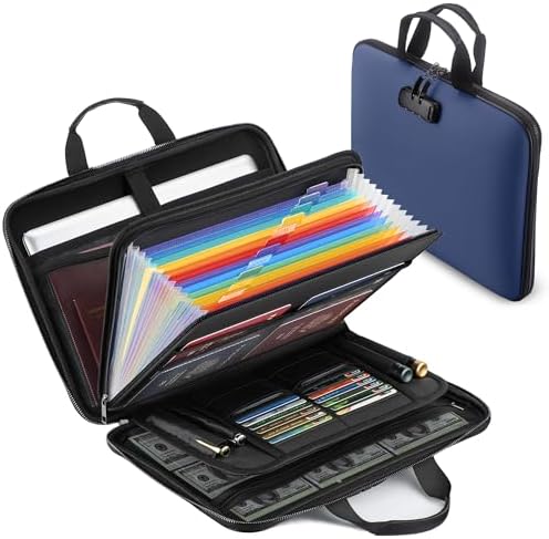 facka Fireproof Document Organizer Box with Lock, 13 Pocket Safe File Bag by Facka