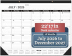 Desk Calendar 2026-2027 large 22 x17 (July 2026-December 2027) 2026-2027 Desk Calendar Large 22 x17,Classic Black Calendar 2027,Calendar 2027 with Plastic Cover by OLUPAND