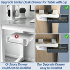 SVNNELP Upgrade Under Desk Drawer for Table with Lip,2 Pack Large & Medium,Slide Out Attachable Drawer for Under Desk Storage Organizer(ClearBlack/LM) - Image 3
