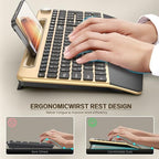 GAMCATZ Ergonomic Wireless Keyboard and Mouse with Wrist Rest，Phone Holder - 2.4GHz Full-Sized Low-Profile Quiet Gold Wireless Mouse and Keyboard Combo for Computer, Laptop, PC, Mac-Gold - Image 4