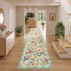 DUKINO 3x14 Washable Runner Rug, Non Slip Long Kitchen Runner Rug, Green - Image 4