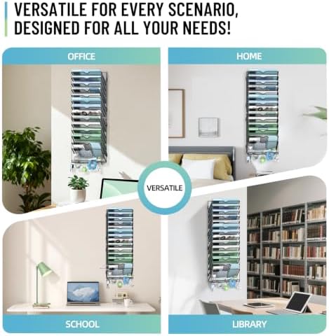 SUPEASY 15-Tier Wall File Organizer with Hooks, Wall Mounted Mail Organizer - Image 3