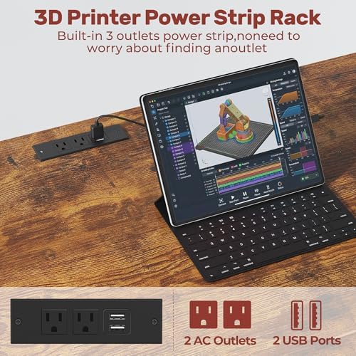 3D Printer Stand with Filament Storage – Tall 66" Heavy Duty Metal 3D Printer Table with Power Hub, Drawer & X-Bracket Stability for Workshop, Studio, Office - Image 6
