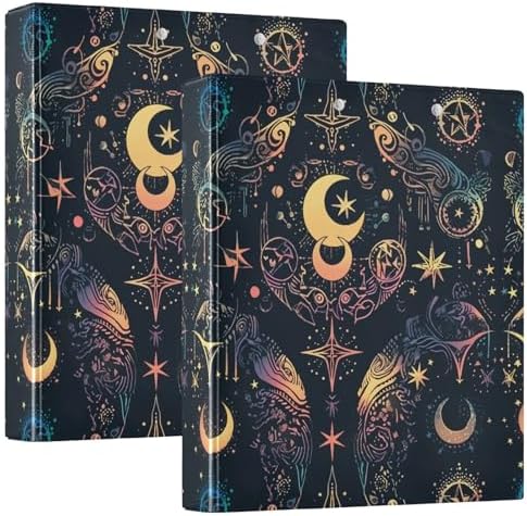ALAZA Moon Stars Alchemy Witch 3 Ring Binder Set 1.5 Inch Three Ring Office Binders w/clipboard & 3 Pockets, Hold 200 Sheets by ALAZA