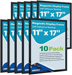 11"x 17" Self Adhesive Magnetic Sign Holder, Double Sided Window Magnetic Display Frame, Peel and Stick Picture Frames for Office/Home/Store/Door/Glass/Wall Display (Black,10Pack) by VAIIGO