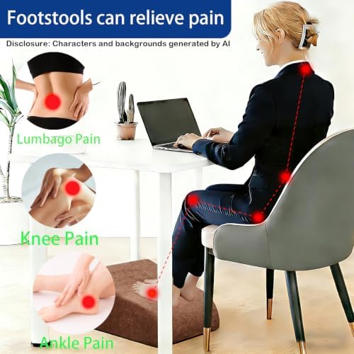 Foot Rest for Under Desk at Work, Ergonomic Under Desk Footrest with Washable Cover for Office, Home & Gaming Leg Elevation Pillow Brown - Image 3