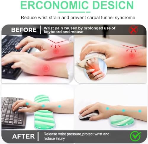 L-SPOUTTO Green Cute Ergonomic Gel Wrist Rest for Mouse and Keyboard - Image 7