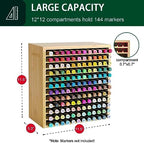 MinBoo Marker Organizer for 144 Markers, Bamboo Art Supply Storage Organizer Rack, Art Markers Pens Colored Pencils Paint Brushes Stationary Organizer Holder for Home Classroom Office Desk Decor - Image 2