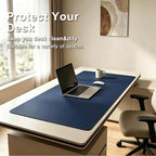 Large Laptop Mouse Pad, Leather Desk Pad Protector, Computer Keyboard Mat, Waterproof Writing Pad, PU Non-Slip Desk Blotter, Office Desk Mat for Office and Home 24 x 55 inch -Navy Blue - Image 2