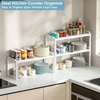 Expandable Cabinet Shelf Organizer, Metal Kitchen Countertop Storage Shelf - Image 5