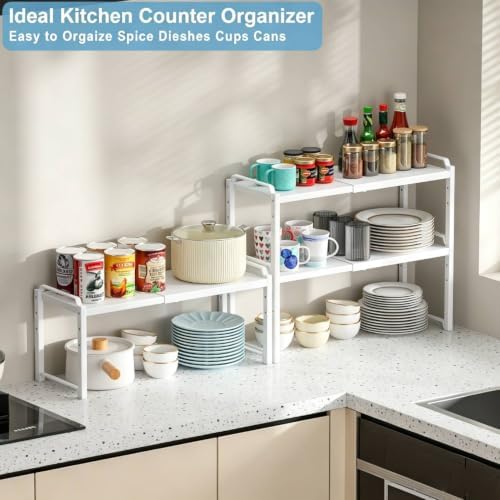 Expandable Cabinet Shelf Organizer, Metal Kitchen Countertop Storage Shelf - Image 5