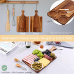 Nnewvante Acacia Wood Couch Arm Table with Charcuterie Board & Cheese Knife - Image 5