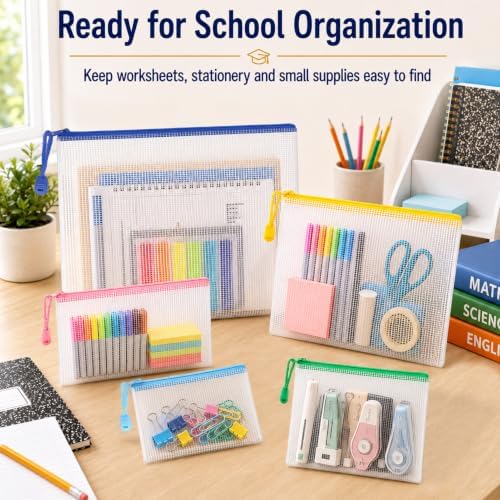 19pcs Mesh Zipper Pouches with Organizer Bag, 5 Sizes Zipper Bags - Image 6