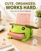 Note Toad Desk Organizer Sticky Note Holder, Frog with 3 Writing Guides - Image 2