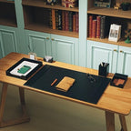 Sayglossy 5 Piece Leather Desk Pad Set with Side Rails 30"x18" Desk Blotter Protector, Letter Tray, Pen Cup, Sticky Note Clip, Name Card Holder, Executive Office Organizer Accessories Workplace(Black) - Image 5
