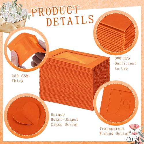 Uiifan 300 Pcs Window Gift Card Envelopes 4x2.8 Inch,Orange - Image 3