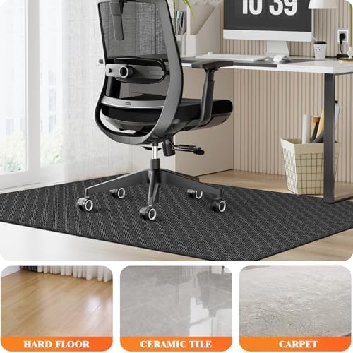 KMAT Office Chair Mat, 46x60in Heavy Duty Hardwood/Tile Floor Protector, Floor Mat Computer Desk Mat for Rolling Chairs, Work, Study, Office, Black - Image 4