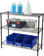 3 Tier Storage Racks Shelving, Heavy Steel Pantry Shelves, Adjustable Wire Shelving Rack, Suitable for Garage, Kitchen, Bathroom, Office, 35" W x 14" D x 31" H, Black by Unknown