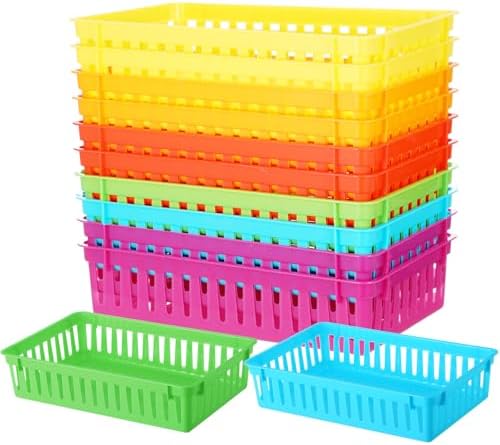Wenqik Set of 12 Small Plastic Baskets for Organizing, Colorful by Wenqik