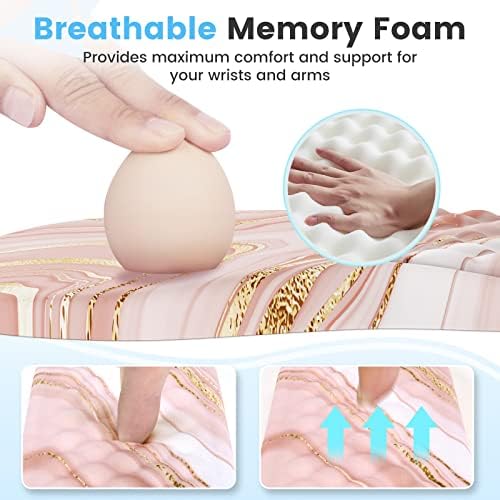 HAOCOO Ergonomic Keyboard Wrist Rest & Mouse Pad Set, Rose Gold Pink - Image 4