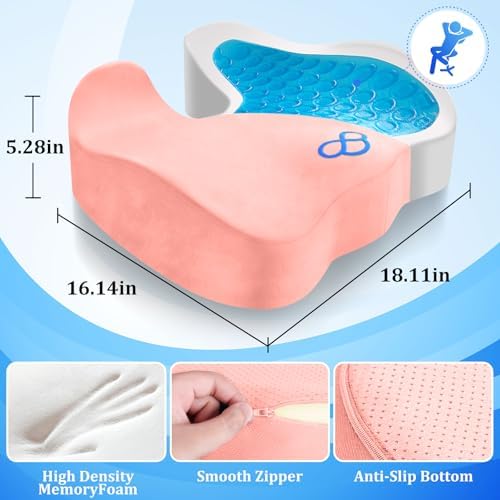 CushyOasis Seat Cushion, Office Chair Cushions, 5.28 in Thick (Pink) - Image 5