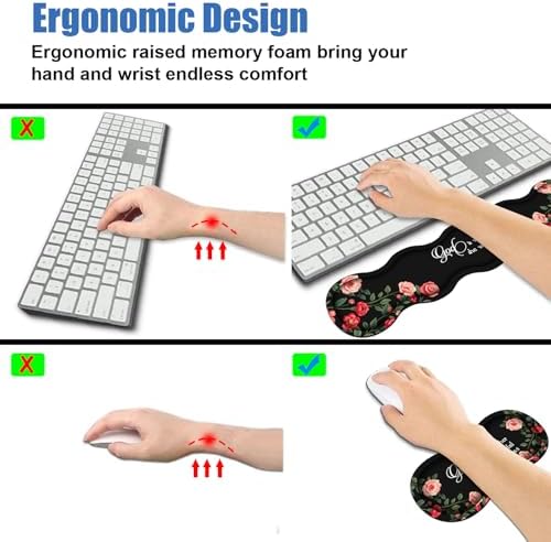 4 in 1 Ergonomic Memory Foam Mouse Pad Wrist Rest Set, Large XXL Gaming Desk Pad + Keyboard Wrist Rest + Mouse Wrist Cushion + Coaster for Home Office Study Gaming, Floral Quote Bible Verse Psalm 46:5 - Image 5