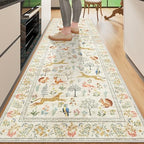 DUKINO 2x6 Runner Rug, Washable Animal Kitchen Rugs Non Slip, Beige by DUKINO