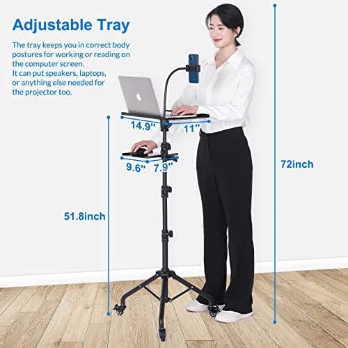Tossbiss Laptop Tripod on Wheels with 2 Shelves - Image 2