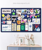 Large Bulletin Board, Foldable 60x36 Inches Cork Board Alternative, Large Felt Board Decorative Pin Board for Wall, Foldable Photo Board Self-Adhesive Vision Board with 36 Pushpins Dark Blue - Image 2