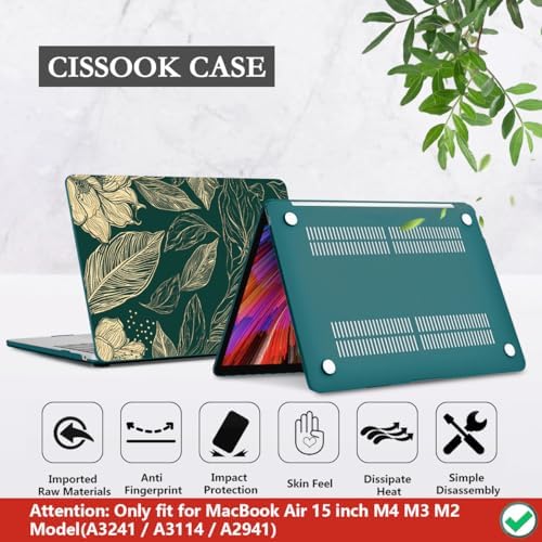 CISSOOK for MacBook Air 15 inch Case 2023 2024 2025 2026 Elegant Floral - Image 6